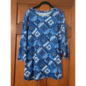 Women's Large Lands' End 3/4 Sleeve Top